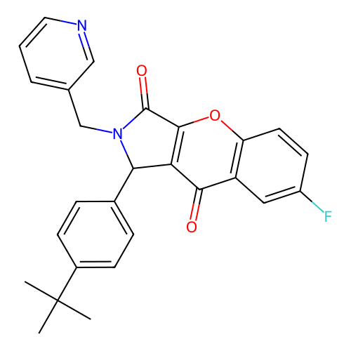 1-(4-(tert-butyl)phenyl)-7-fluoro-2-(pyridin-3-ylmethyl)-1,2-dihydrochromeno[2,3-c]pyrrole-3,9-dione structure