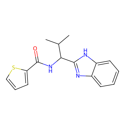 N-[1-(1H-benzimidazol-2-yl)-2-methylpropyl]thiophene-2-carboxamide structure