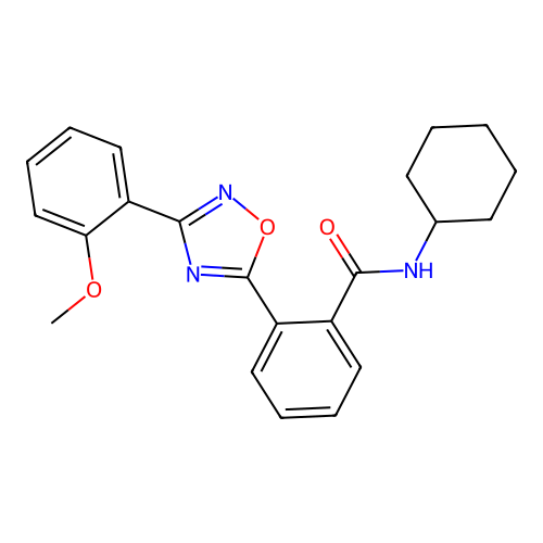 N-cyclohexyl-2-[3-(2-methoxyphenyl)-1,2,4-oxadiazol-5-yl]benzamide structure