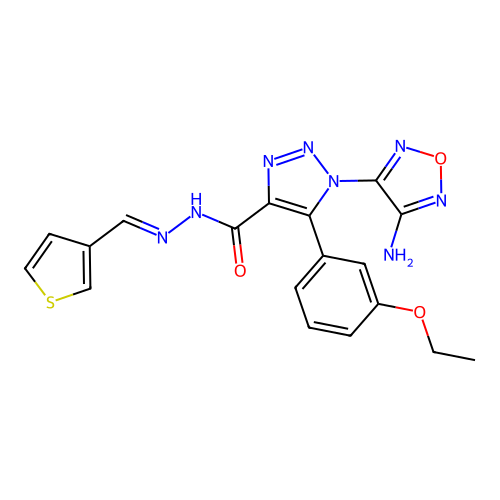 (E)-1-(4-amino-1,2,5-oxadiazol-3-yl)-5-(3-ethoxyphenyl)-N'-(thiophen-3-ylmethylene)-1H-1,2,3-triazole-4-carbohydrazide structure