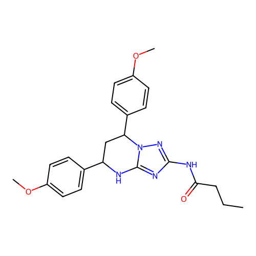 N-(5,7-bis(4-methoxyphenyl)-4,5,6,7-tetrahydro-[1,2,4]triazolo[1,5-a]pyrimidin-2-yl)butyramide structure