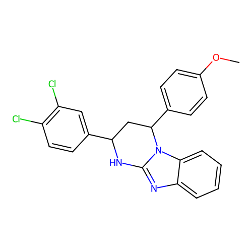 2-(3,4-dichlorophenyl)-4-(4-methoxyphenyl)-1,2,3,4-tetrahydropyrimido[1,2-a]benzimidazole structure