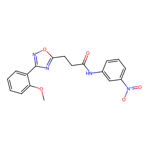 3-[3-(2-methoxyphenyl)-1,2,4-oxadiazol-5-yl]-N-(3-nitrophenyl)propanamide structure
