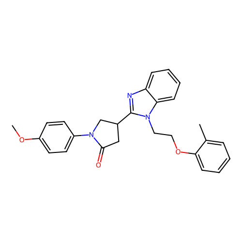 1-(4-methoxyphenyl)-4-(1-(2-(o-tolyloxy)ethyl)-1H-benzo[d]imidazol-2-yl)pyrrolidin-2-one structure