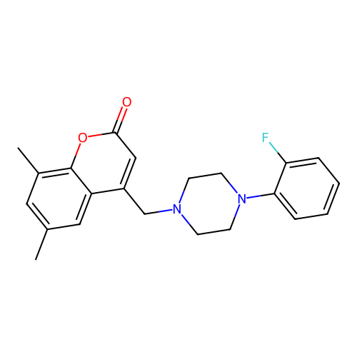4-((4-(2-fluorophenyl)piperazin-1-yl)methyl)-6,8-dimethyl-2H-chromen-2-one structure