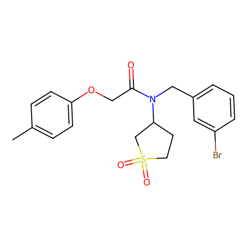 N-[(3-bromophenyl)methyl]-N-(1,1-dioxothiolan-3-yl)-2-(4-methylphenoxy)acetamide structure