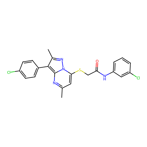 N-(3-chlorophenyl)-2-{[3-(4-chlorophenyl)-2,5-dimethylpyrazolo[1,5-a]pyrimidin-7-yl]sulfanyl}acetamide structure