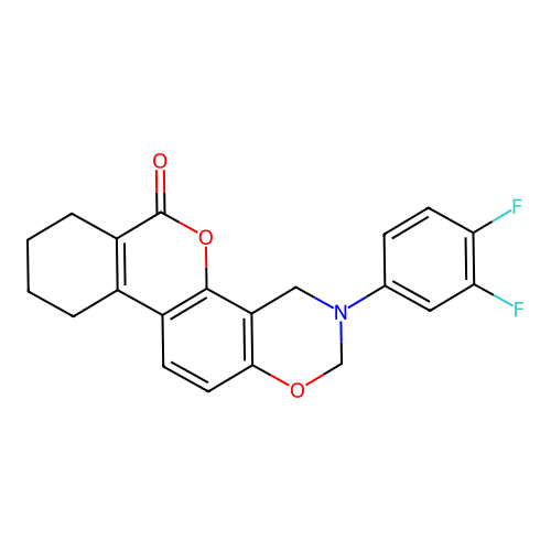 3-(3,4-difluorophenyl)-2,4,7,8,9,10-hexahydroisochromeno[3,4-f][1,3]benzoxazin-6-one structure