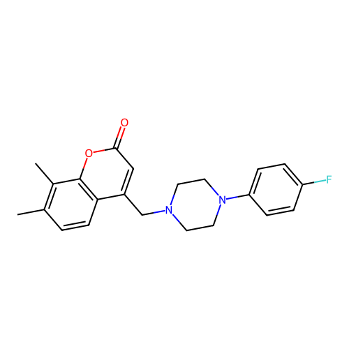 4-((4-(4-fluorophenyl)piperazin-1-yl)methyl)-7,8-dimethyl-2H-chromen-2-one structure