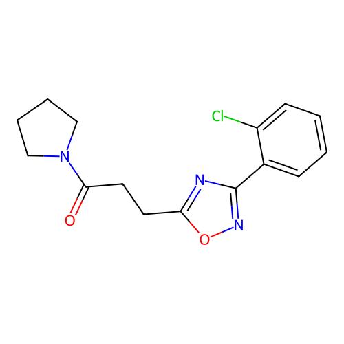 3-[3-(2-Chlorophenyl)-1,2,4-oxadiazol-5-yl]-1-(pyrrolidin-1-yl)propan-1-one structure