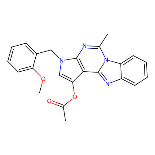 3-(2-methoxybenzyl)-5-methyl-3H-pyrrolo[2',3':4,5]pyrimido[1,6-a]benzimidazol-1-yl acetate structure