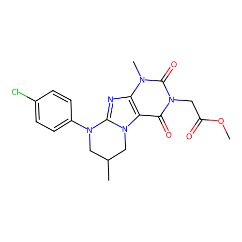 methyl 2-[9-(4-chlorophenyl)-1,7-dimethyl-2,4-dioxo-7,8-dihydro-6H-purino[7,8-a]pyrimidin-3-yl]acetate structure