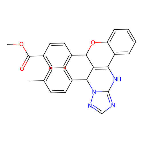 methyl 4-(7-(p-tolyl)-7,12-dihydro-6H-chromeno[4,3-d][1,2,4]triazolo[1,5-a]pyrimidin-6-yl)benzoate structure