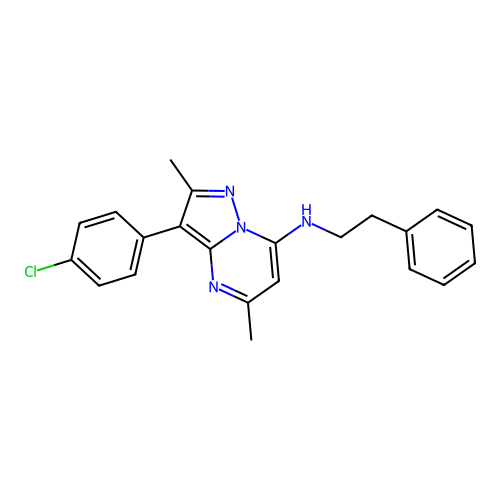 3-(4-chlorophenyl)-2,5-dimethyl-N-phenethylpyrazolo[1,5-a]pyrimidin-7-amine structure