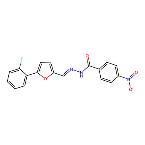 N'-{(E)-[5-(2-fluorophenyl)furan-2-yl]methylidene}-4-nitrobenzohydrazide structure