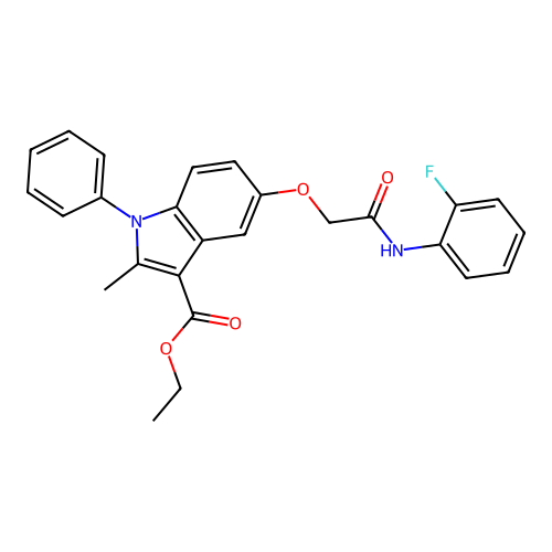 ethyl 5-(2-((2-fluorophenyl)amino)-2-oxoethoxy)-2-methyl-1-phenyl-1H-indole-3-carboxylate structure