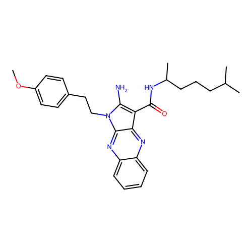 2-amino-1-(4-methoxyphenethyl)-N-(6-methylheptan-2-yl)-1H-pyrrolo[2,3-b]quinoxaline-3-carboxamide structure