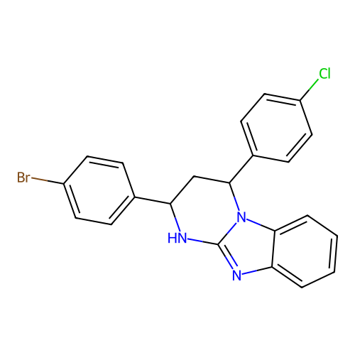 2-(4-bromophenyl)-4-(4-chlorophenyl)-1,2,3,4-tetrahydropyrimido[1,2-a]benzimidazole structure