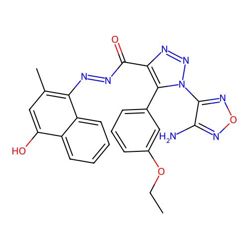 (E)-1-(4-amino-1,2,5-oxadiazol-3-yl)-5-(3-ethoxyphenyl)-N'-(2-methyl-4-oxonaphthalen-1(4H)-ylidene)-1H-1,2,3-triazole-4-carbohydrazide structure