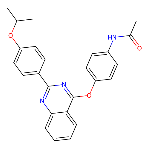 N-[4-({2-[4-(propan-2-yloxy)phenyl]quinazolin-4-yl}oxy)phenyl]acetamide structure