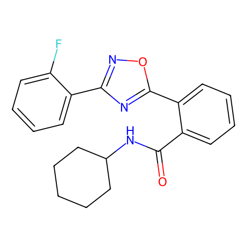 N-cyclohexyl-2-[3-(2-fluorophenyl)-1,2,4-oxadiazol-5-yl]benzamide structure
