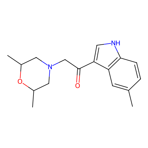 2-(2,6-dimethylmorpholin-4-yl)-1-(5-methyl-1H-indol-3-yl)ethanone structure