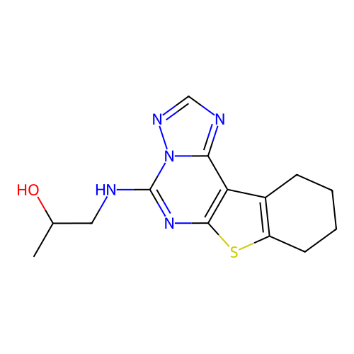 1-((8,9,10,11-tetrahydrobenzo[4,5]thieno[3,2-e][1,2,4]triazolo[1,5-c]pyrimidin-5-yl)amino)propan-2-ol structure