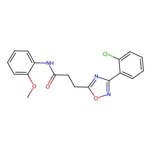 3-[3-(2-chlorophenyl)-1,2,4-oxadiazol-5-yl]-N-(2-methoxyphenyl)propanamide structure