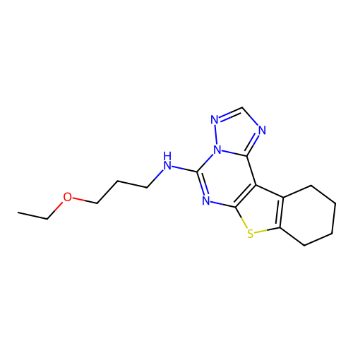 N-(3-ethoxypropyl)-8,9,10,11-tetrahydro[1]benzothieno[3,2-e][1,2,4]triazolo[1,5-c]pyrimidin-5-amine structure