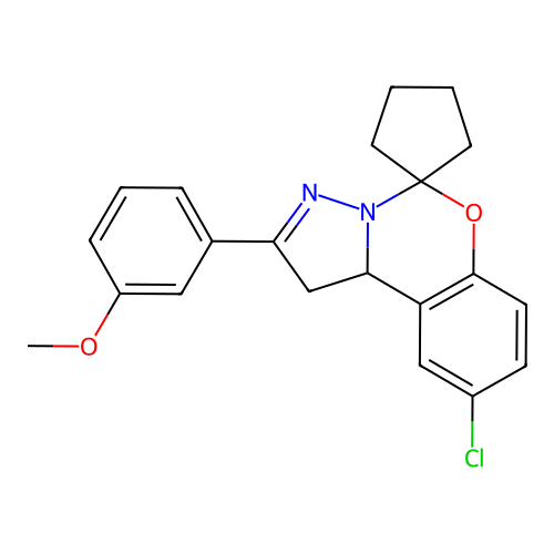 9-CHLORO-2-(3-METHOXYPHENYL)-1,10B-DIHYDROSPIRO[BENZO[E]PYRAZOLO[1,5-C][1,3]OXAZINE-5,1'-CYCLOPENTANE] structure