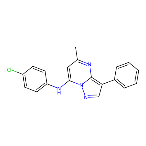 N-(4-chlorophenyl)-5-methyl-3-phenylpyrazolo[1,5-a]pyrimidin-7-amine structure