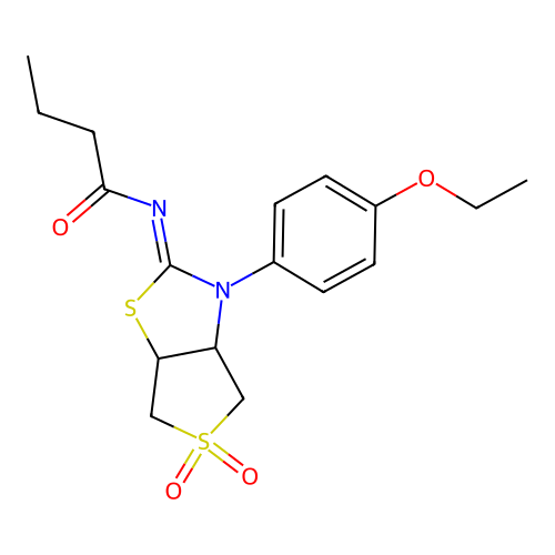 N-[(2Z)-3-(4-ethoxyphenyl)-5,5-dioxidotetrahydrothieno[3,4-d][1,3]thiazol-2(3H)-ylidene]butanamide structure