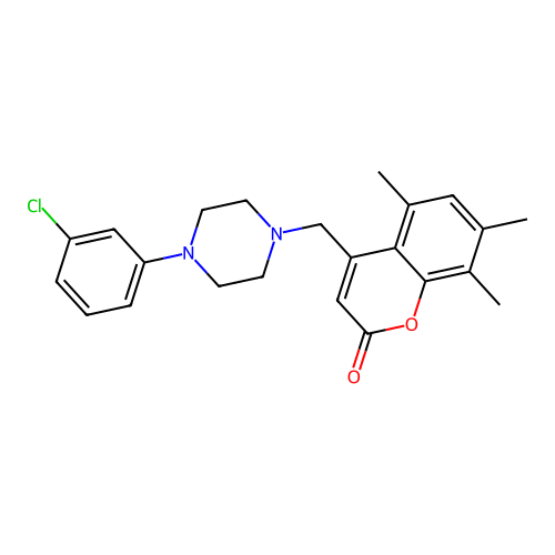 4-{[4-(3-chlorophenyl)piperazin-1-yl]methyl}-5,7,8-trimethyl-2H-chromen-2-one structure
