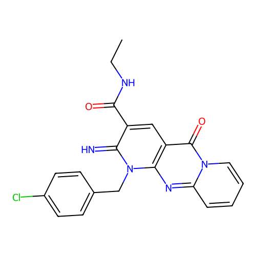 1-(4-chlorobenzyl)-N-ethyl-2-imino-5-oxo-1,5-dihydro-2H-dipyrido[1,2-a:2',3'-d]pyrimidine-3-carboxamide structure