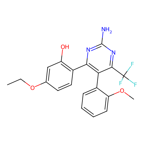 2-[2-Amino-5-(2-methoxyphenyl)-6-(trifluoromethyl)pyrimidin-4-yl]-5-ethoxyphenol structure