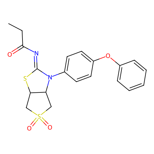 N-[(2Z)-5,5-dioxido-3-(4-phenoxyphenyl)tetrahydrothieno[3,4-d][1,3]thiazol-2(3H)-ylidene]propanamide structure