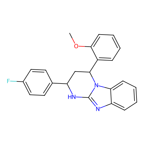 2-(4-fluorophenyl)-4-(2-methoxyphenyl)-1,2,3,4-tetrahydropyrimido[1,2-a]benzimidazole structure
