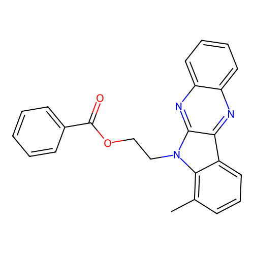 2-(7-methyl-6H-indolo[2,3-b]quinoxalin-6-yl)ethyl benzoate structure