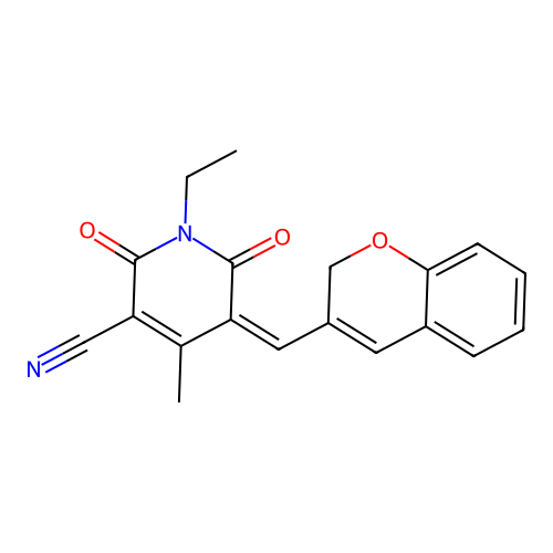 (5Z)-5-(2H-chromen-3-ylmethylidene)-1-ethyl-4-methyl-2,6-dioxopyridine-3-carbonitrile structure