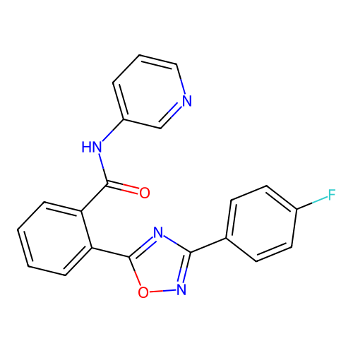 2-[3-(4-fluorophenyl)-1,2,4-oxadiazol-5-yl]-N-pyridin-3-ylbenzamide structure