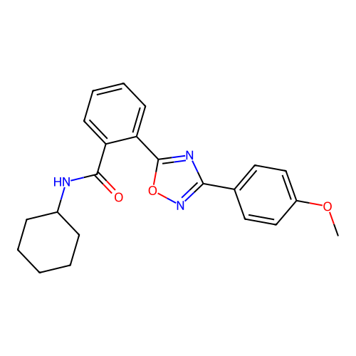 N-cyclohexyl-2-[3-(4-methoxyphenyl)-1,2,4-oxadiazol-5-yl]benzamide structure