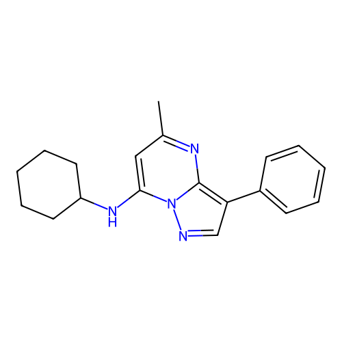N-cyclohexyl-5-methyl-3-phenylpyrazolo[1,5-a]pyrimidin-7-amine structure