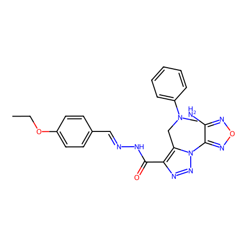(E)-1-(4-amino-1,2,5-oxadiazol-3-yl)-N'-(4-ethoxybenzylidene)-5-((methyl(phenyl)amino)methyl)-1H-1,2,3-triazole-4-carbohydrazide structure