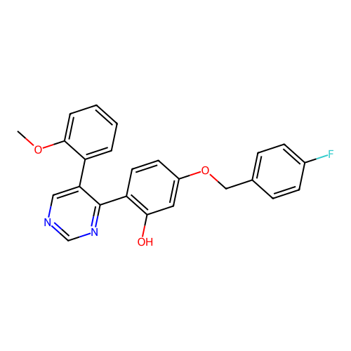 5-((4-Fluorobenzyl)oxy)-2-(5-(2-methoxyphenyl)pyrimidin-4-yl)phenol structure