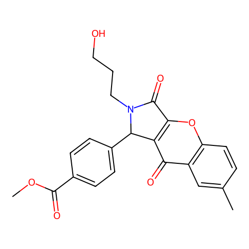methyl 4-[2-(3-hydroxypropyl)-7-methyl-3,9-dioxo-1H-chromeno[2,3-c]pyrrol-1-yl]benzoate structure