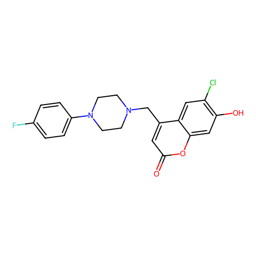 6-chloro-4-((4-(4-fluorophenyl)piperazin-1-yl)methyl)-7-hydroxy-2H-chromen-2-one structure
