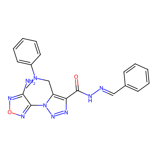 (E)-1-(4-amino-1,2,5-oxadiazol-3-yl)-N'-benzylidene-5-((methyl(phenyl)amino)methyl)-1H-1,2,3-triazole-4-carbohydrazide structure