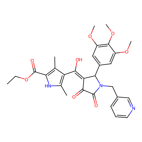 ethyl 4-(4-hydroxy-5-oxo-1-(pyridin-3-ylmethyl)-2-(3,4,5-trimethoxyphenyl)-2,5-dihydro-1H-pyrrole-3-carbonyl)-3,5-dimethyl-1H-pyrrole-2-carboxylate structure