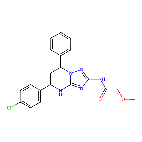 N-(5-(4-chlorophenyl)-7-phenyl-4,5,6,7-tetrahydro-[1,2,4]triazolo[1,5-a]pyrimidin-2-yl)-2-methoxyacetamide structure