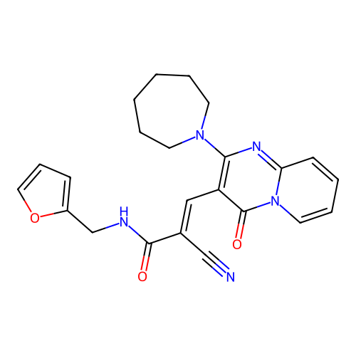 (2E)-3-[2-(azepan-1-yl)-4-oxo-4H-pyrido[1,2-a]pyrimidin-3-yl]-2-cyano-N-(furan-2-ylmethyl)prop-2-enamide structure